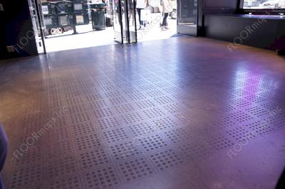 Full Nike waffle pattern design installed in front of the first floor doors looking out onto the San Francisco streets.