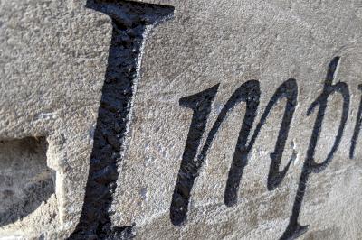 Close up of the Imp blasted text.