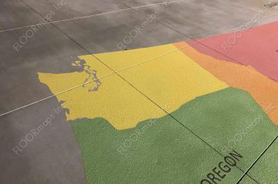 Close up of Oregon, installed with colored cementitious epoxy.