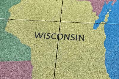 Close up of Wisconsin, installed with colored cementitious epoxy.