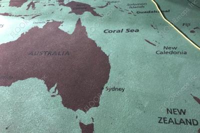 Close up of Australia on the Pearl Harbor Pacific War Map.